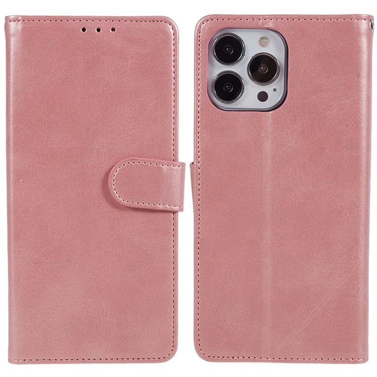 For iPhone 16 Pro Case PU Leather Wallet Calf Texture Phone Cover