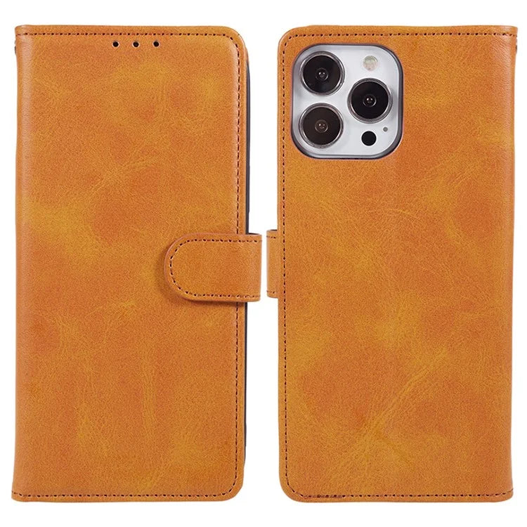 For iPhone 16 Pro Case PU Leather Wallet Calf Texture Phone Cover