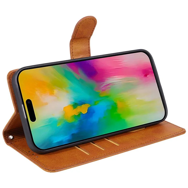 For iPhone 16 Pro Case PU Leather Wallet Calf Texture Phone Cover