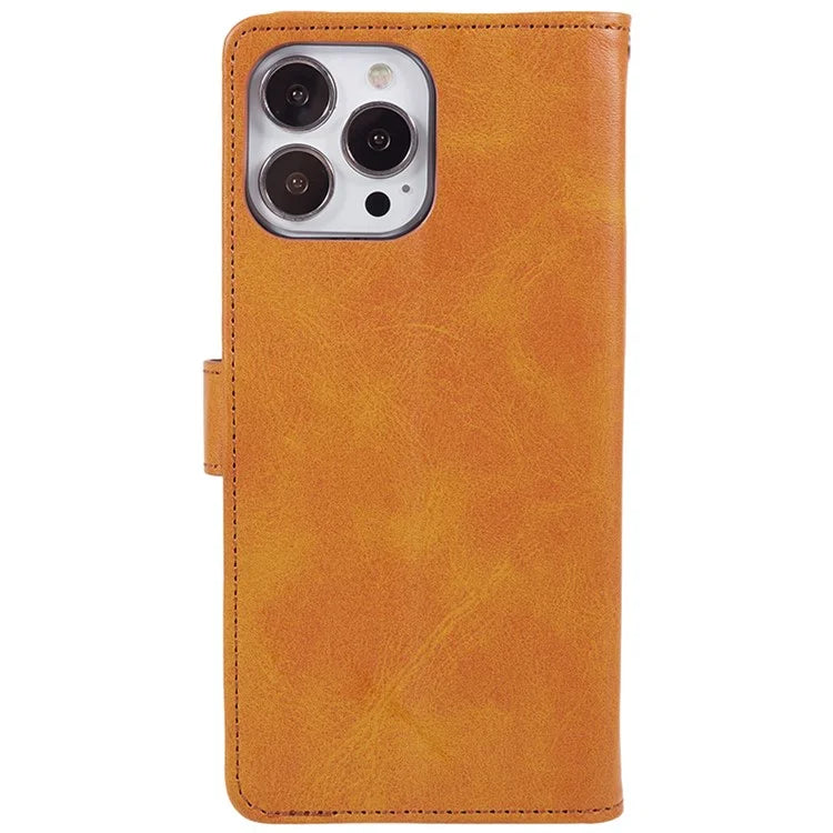 For iPhone 16 Pro Case PU Leather Wallet Calf Texture Phone Cover