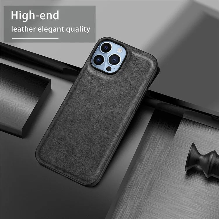 For iPhone 16 Pro Case Retro PU Leather Shockproof Anti-Slip Back Cover