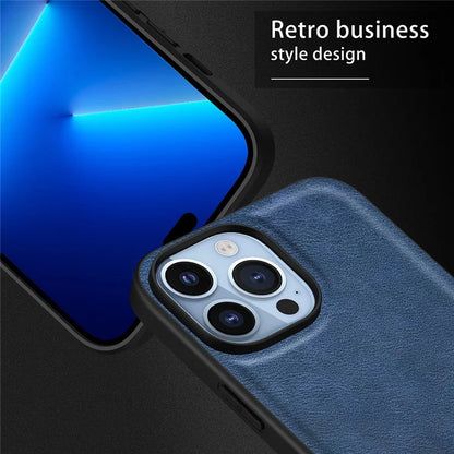 For iPhone 16 Pro Case Retro PU Leather Shockproof Anti-Slip Back Cover