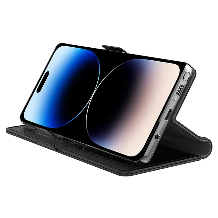 For iPhone 16 Pro Max Case PU Leather Card Slot Mirror Folio Phone Cover