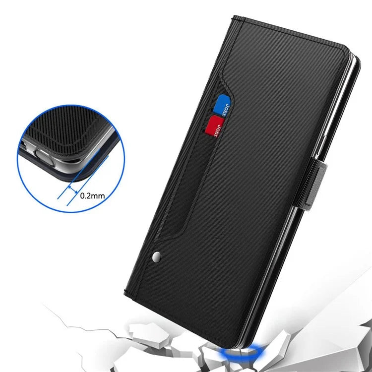 For iPhone 16 Pro Max Case PU Leather Card Slot Mirror Folio Phone Cover