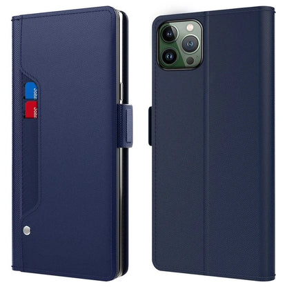 For iPhone 16 Pro Max Case PU Leather Card Slot Mirror Folio Phone Cover