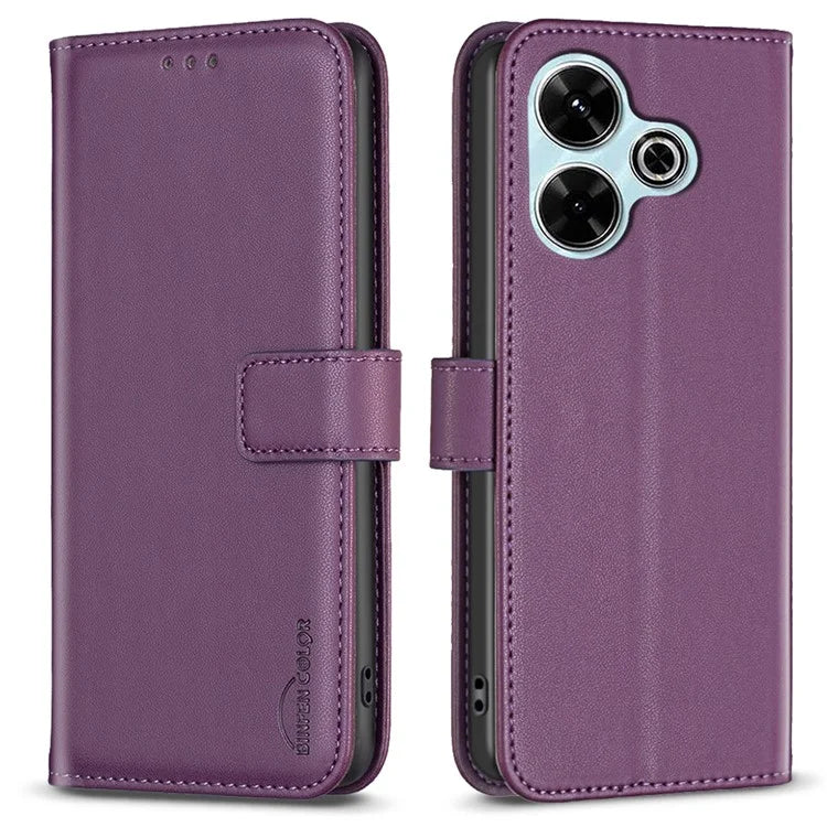 BINFEN COLOR BF17 For Xiaomi Redmi 13 4G / Poco M6 4G Case Wallet Stand Leather Phone Cover