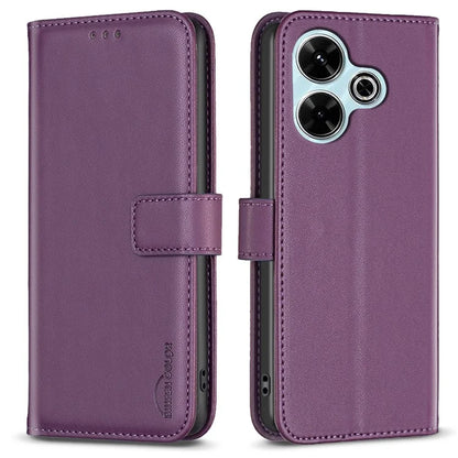 BINFEN COLOR BF17 For Xiaomi Redmi 13 4G / Poco M6 4G Case Wallet Stand Leather Phone Cover