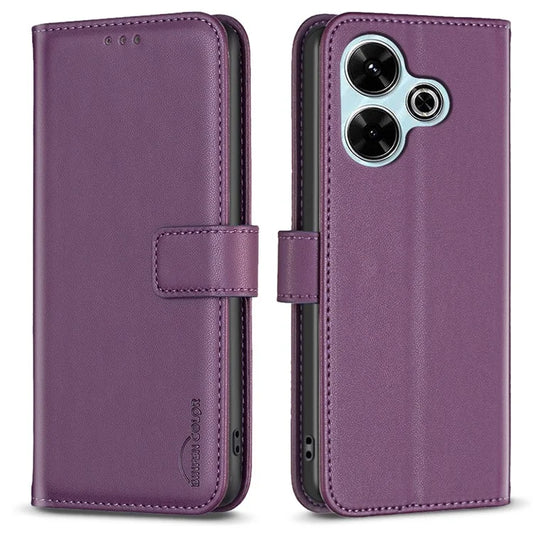 BINFEN COLOR BF17 For Xiaomi Redmi 13 4G / Poco M6 4G Case Wallet Stand Leather Phone Cover