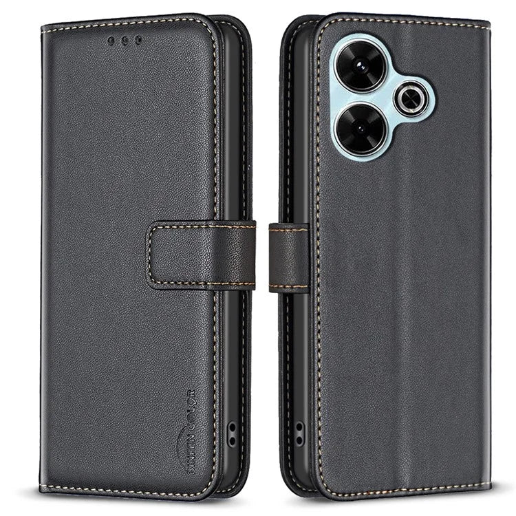 BINFEN COLOR BF17 For Xiaomi Redmi 13 4G / Poco M6 4G Case Wallet Stand Leather Phone Cover