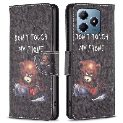 For Realme C61 4G / C63 4G Case Pattern PU Leather Phone Cover Card Slots Folding Stand