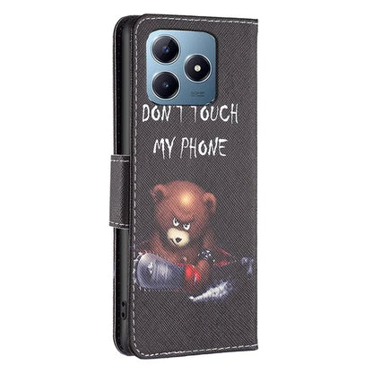 For Realme C61 4G / C63 4G Case Pattern PU Leather Phone Cover Card Slots Folding Stand