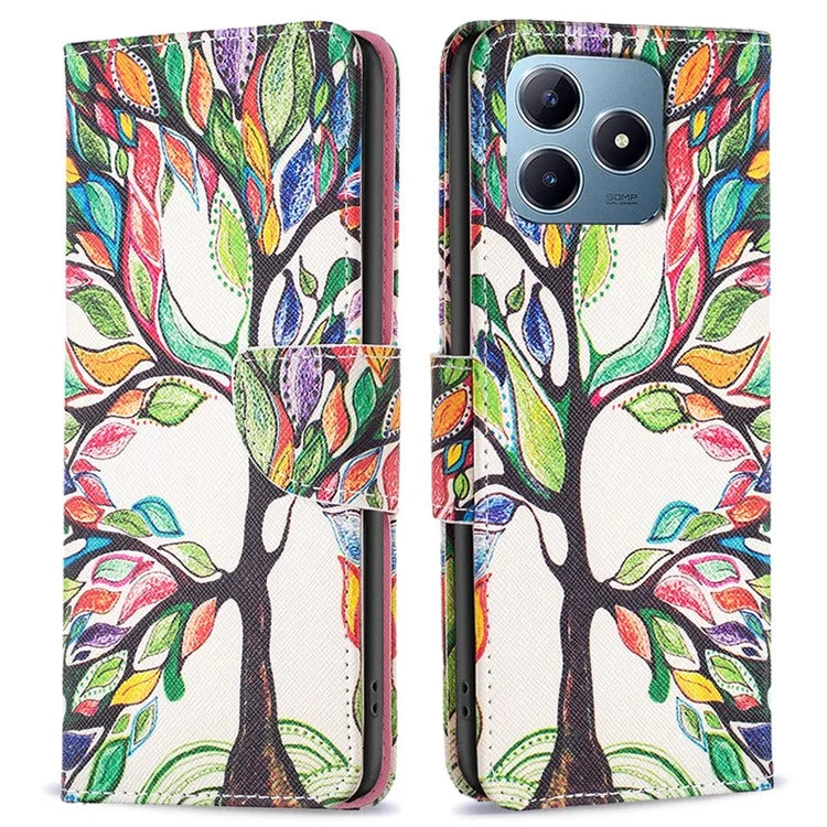 For Realme C61 4G / C63 4G Case Pattern PU Leather Phone Cover Card Slots Folding Stand