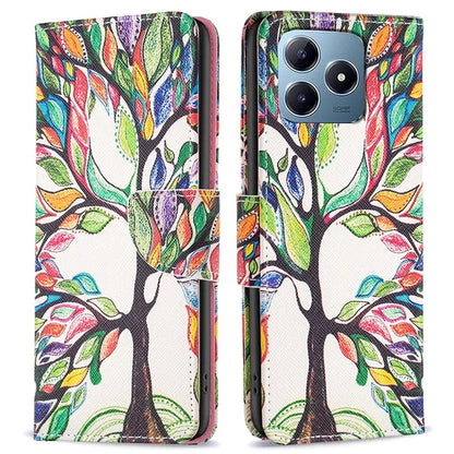 For Realme C61 4G / C63 4G Case Pattern PU Leather Phone Cover Card Slots Folding Stand
