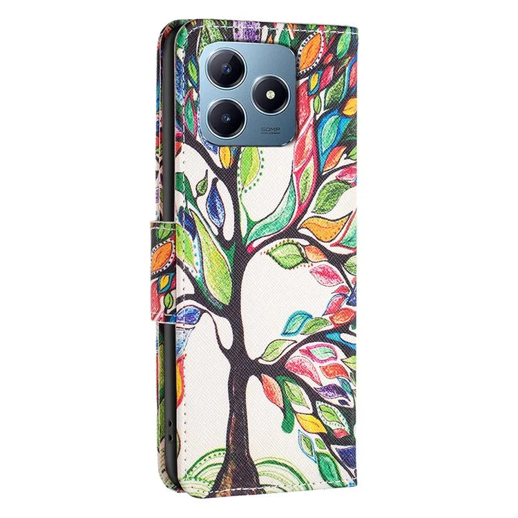 For Realme C61 4G / C63 4G Case Pattern PU Leather Phone Cover Card Slots Folding Stand