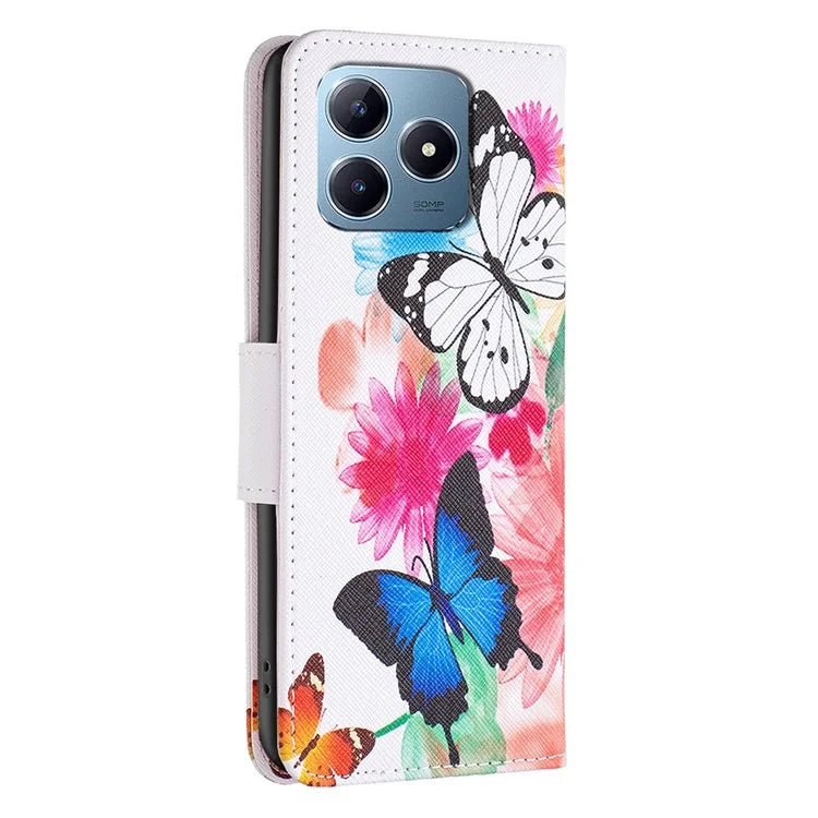 For Realme C61 4G / C63 4G Case Pattern PU Leather Phone Cover Card Slots Folding Stand