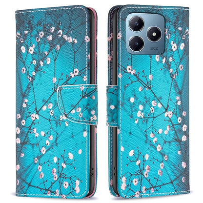 For Realme C61 4G / C63 4G Case Pattern PU Leather Phone Cover Card Slots Folding Stand