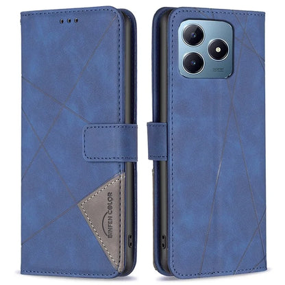 BINFEN COLOR BF05 For Realme C61 4G / C63 4G Case Geometric PU Leather Phone Cover with Magnetic Clasp