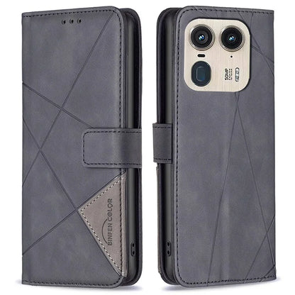 BINFEN COLOR BF05 For Motorola Edge 50 Ultra 5G / Moto X50 Ultra 5G Case Leather Phone Cover Geometry Imprinted