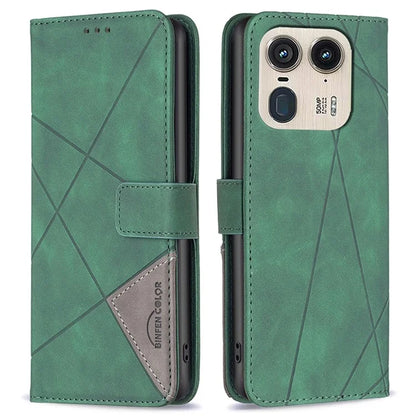 BINFEN COLOR BF05 For Motorola Edge 50 Ultra 5G / Moto X50 Ultra 5G Case Leather Phone Cover Geometry Imprinted