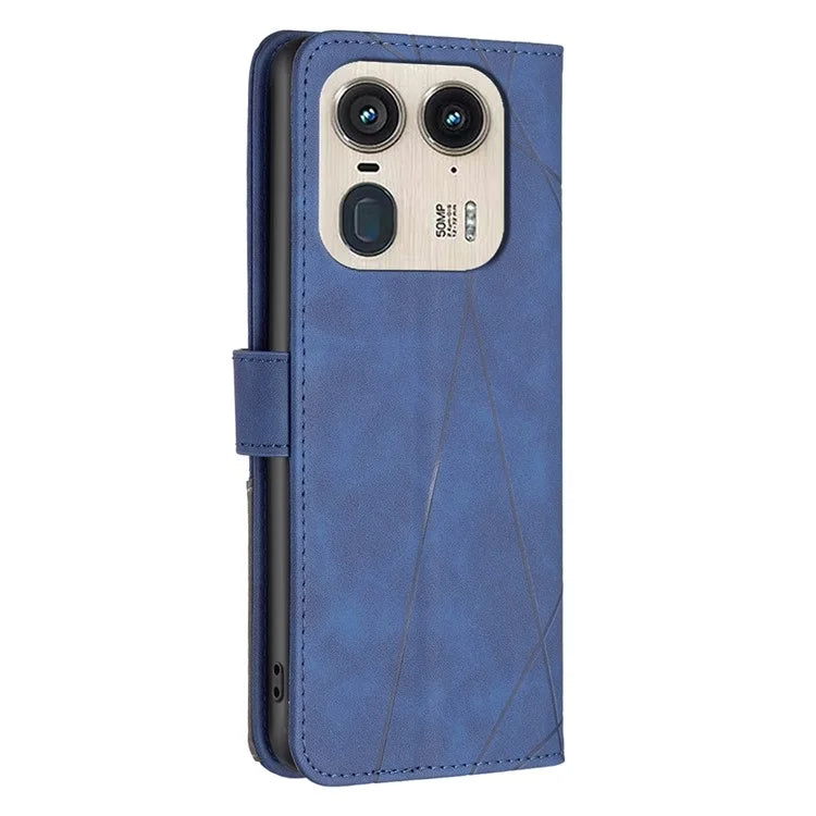 BINFEN COLOR BF05 For Motorola Edge 50 Ultra 5G / Moto X50 Ultra 5G Case Leather Phone Cover Geometry Imprinted