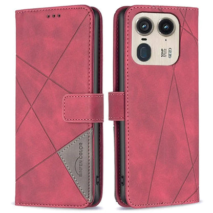 BINFEN COLOR BF05 For Motorola Edge 50 Ultra 5G / Moto X50 Ultra 5G Case Leather Phone Cover Geometry Imprinted
