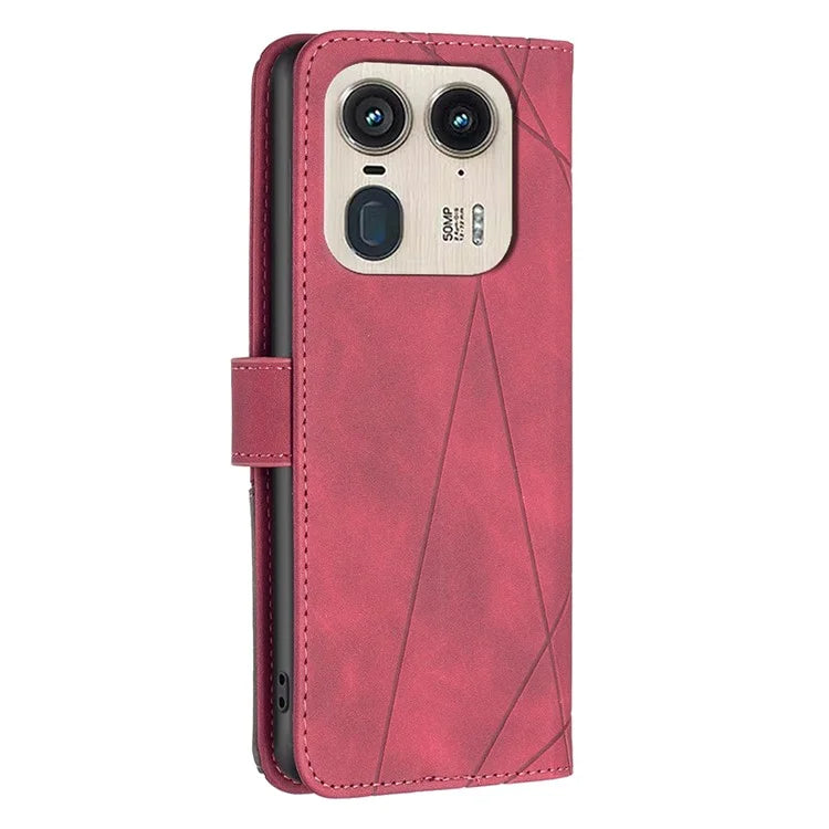 BINFEN COLOR BF05 For Motorola Edge 50 Ultra 5G / Moto X50 Ultra 5G Case Leather Phone Cover Geometry Imprinted