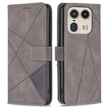BINFEN COLOR BF05 For Motorola Edge 50 Ultra 5G / Moto X50 Ultra 5G Case Leather Phone Cover Geometry Imprinted