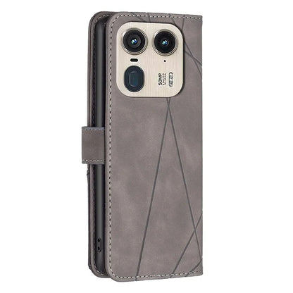BINFEN COLOR BF05 For Motorola Edge 50 Ultra 5G / Moto X50 Ultra 5G Case Leather Phone Cover Geometry Imprinted