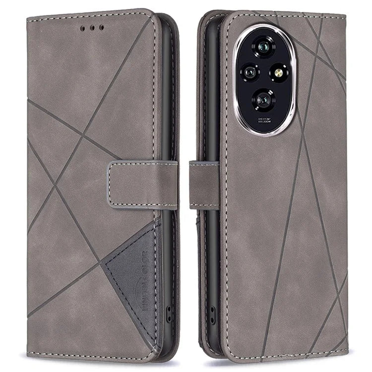 BINFEN COLOR BF05 For Honor 200 5G Wallet Case Shockproof Geometric PU Leather Phone Cover