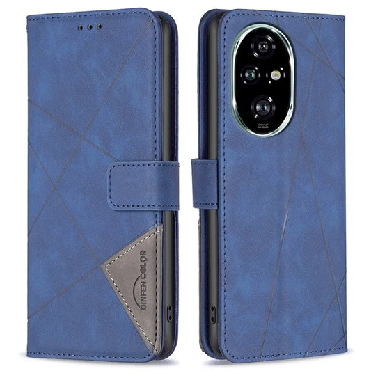 BINFEN COLOR BF05 For Honor 200 Pro 5G Case Geometric PU Leather Phone Cover Shockproof Wallet