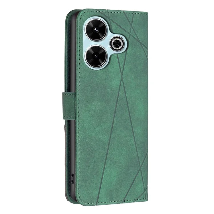 BINFEN COLOR BF05 For Xiaomi Redmi 13 4G / Poco M6 4G Leather Case Geometric Phone Cover