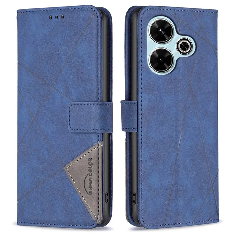 BINFEN COLOR BF05 For Xiaomi Redmi 13 4G / Poco M6 4G Leather Case Geometric Phone Cover