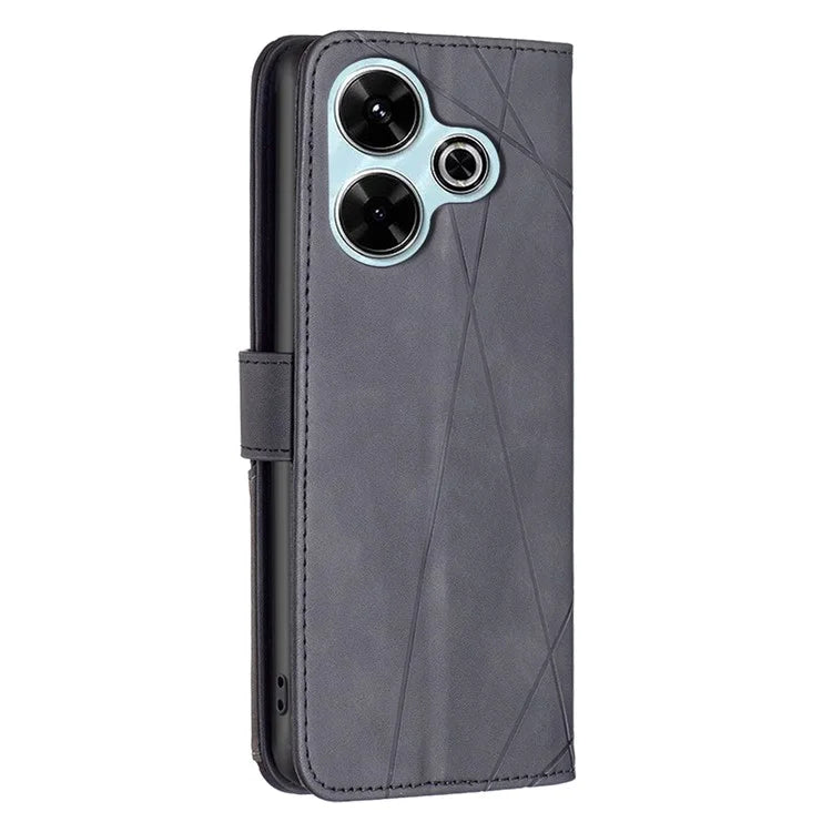 BINFEN COLOR BF05 For Xiaomi Redmi 13 4G / Poco M6 4G Leather Case Geometric Phone Cover