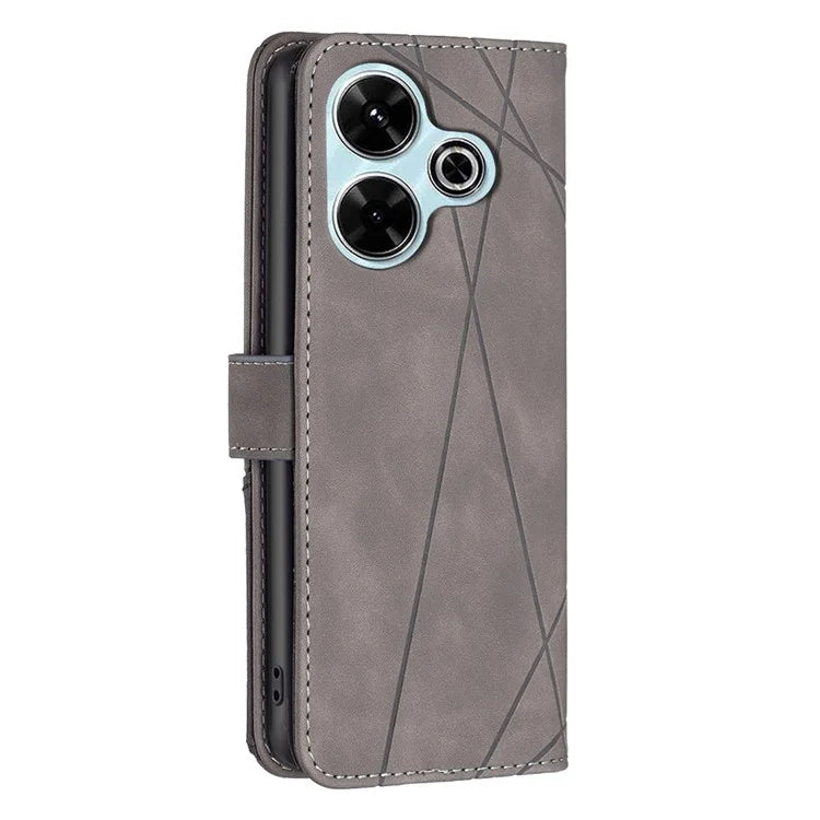 BINFEN COLOR BF05 For Xiaomi Redmi 13 4G / Poco M6 4G Leather Case Geometric Phone Cover