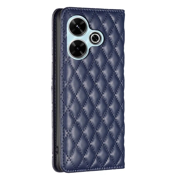 BINFEN COLOR BF Style-16 For Xiaomi Redmi 13 4G / Poco M6 4G Case Leather Phone Cover Rhombus Grid