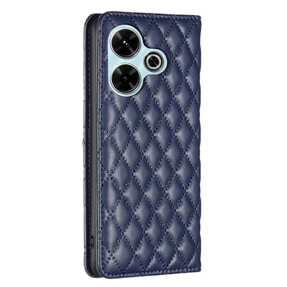 BINFEN COLOR BF Style-16 For Xiaomi Redmi 13 4G / Poco M6 4G Case Leather Phone Cover Rhombus Grid