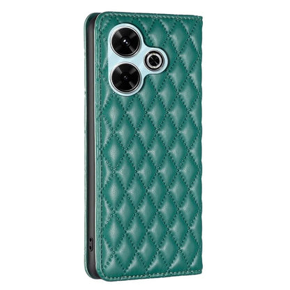 BINFEN COLOR BF Style-16 For Xiaomi Redmi 13 4G / Poco M6 4G Case Leather Phone Cover Rhombus Grid