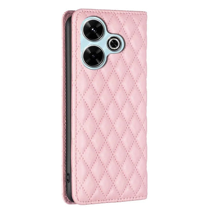 BINFEN COLOR BF Style-16 For Xiaomi Redmi 13 4G / Poco M6 4G Case Leather Phone Cover Rhombus Grid