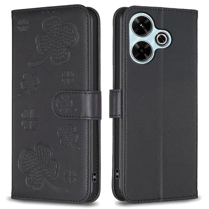 For Xiaomi Redmi 13 4G / Poco M6 4G Case Wallet Leather Phone Cover Lucky Clover Imprinting