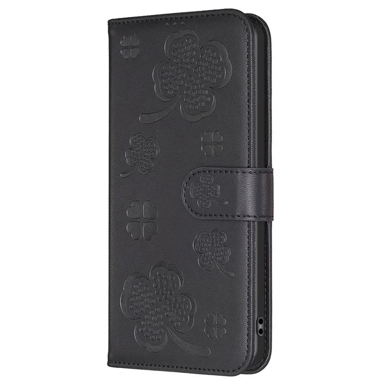 For Xiaomi Redmi 13 4G / Poco M6 4G Case Wallet Leather Phone Cover Lucky Clover Imprinting