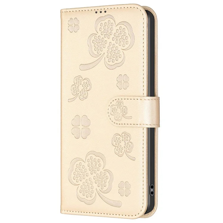 For Xiaomi Redmi 13 4G / Poco M6 4G Case Wallet Leather Phone Cover Lucky Clover Imprinting