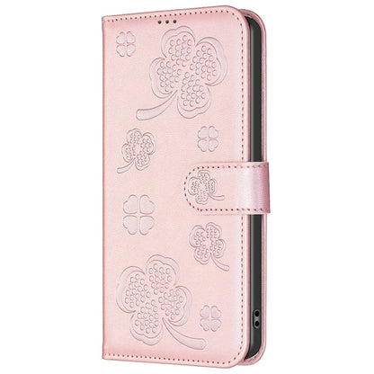 For Xiaomi Redmi 13 4G / Poco M6 4G Case Wallet Leather Phone Cover Lucky Clover Imprinting Gold