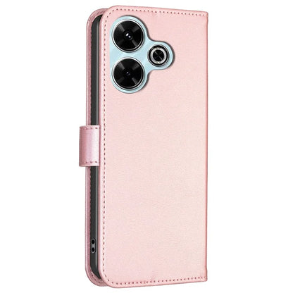 For Xiaomi Redmi 13 4G / Poco M6 4G Case Wallet Leather Phone Cover Lucky Clover Imprinting Gold