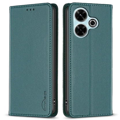 BINFEN COLOR BF18 For Xiaomi Redmi 13 4G / Poco M6 4G Case Leather Phone Cover Magnetic Close