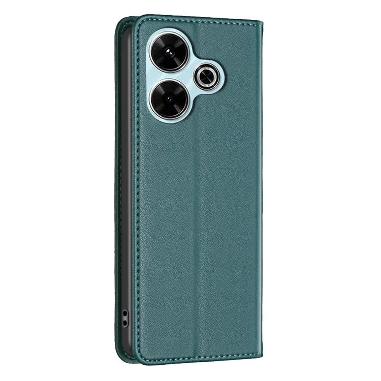 BINFEN COLOR BF18 For Xiaomi Redmi 13 4G / Poco M6 4G Case Leather Phone Cover Magnetic Close