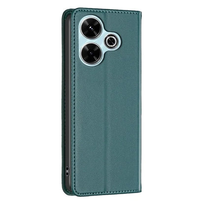 BINFEN COLOR BF18 For Xiaomi Redmi 13 4G / Poco M6 4G Case Leather Phone Cover Magnetic Close
