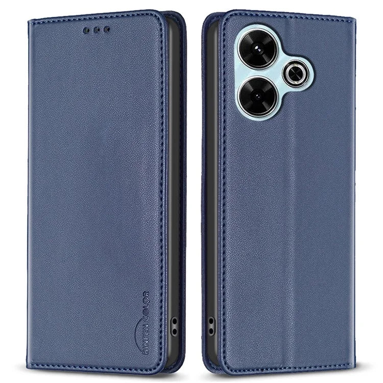 BINFEN COLOR BF18 For Xiaomi Redmi 13 4G / Poco M6 4G Case Leather Phone Cover Magnetic Close