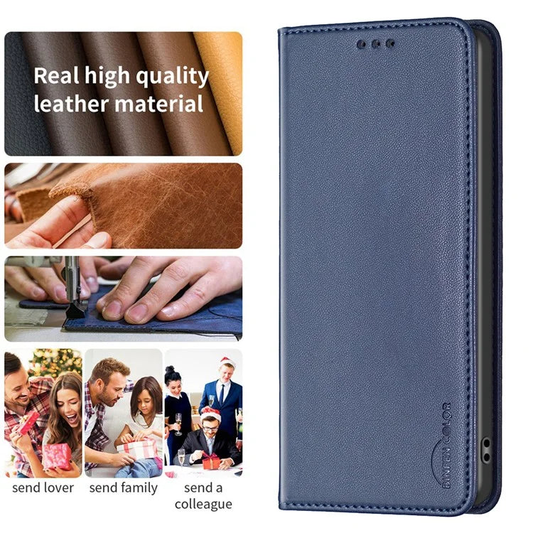 BINFEN COLOR BF18 For Xiaomi Redmi 13 4G / Poco M6 4G Case Leather Phone Cover Magnetic Close