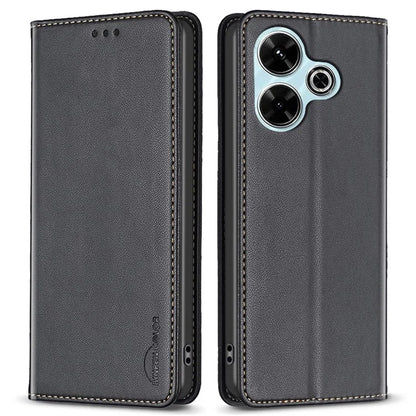 BINFEN COLOR BF18 For Xiaomi Redmi 13 4G / Poco M6 4G Case Leather Phone Cover Magnetic Close