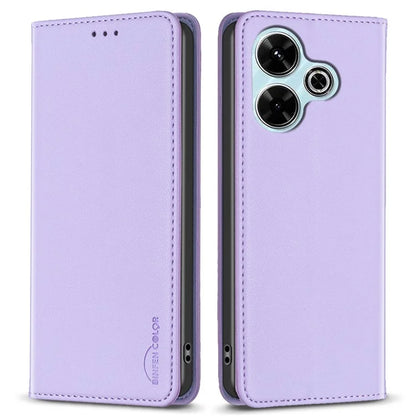 BINFEN COLOR BF18 For Xiaomi Redmi 13 4G / Poco M6 4G Case Leather Phone Cover Magnetic Close